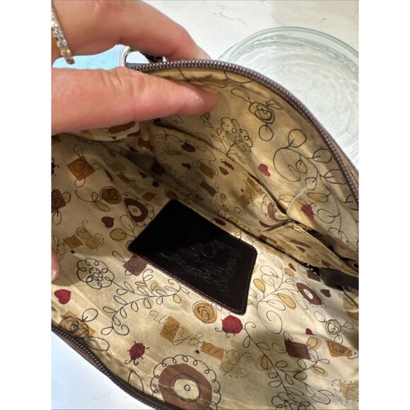 BRIGHTON Handbag Braided Leather Woven Straw Rafia Satchel Purse Heart Y2K - Picture 15 of 16